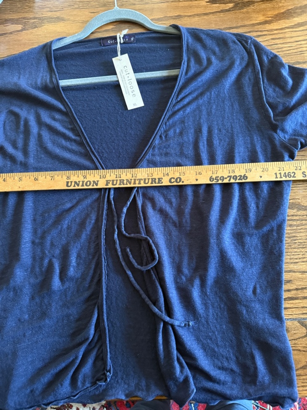 Cut Loose Tie Front Cardigan XL NWT Lightweight Blue Open Front Top - Picture 10 of 12